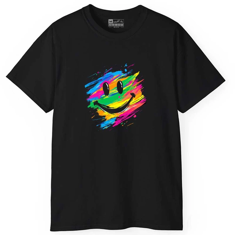 تی شرت آستین کوتاه مردانه پاد آفرین مدل اسپرت طرح اسمایل ایموجی لبخند کد 974