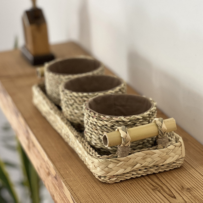 ست اردوخوری چهار تکه مدل دسته بامبو