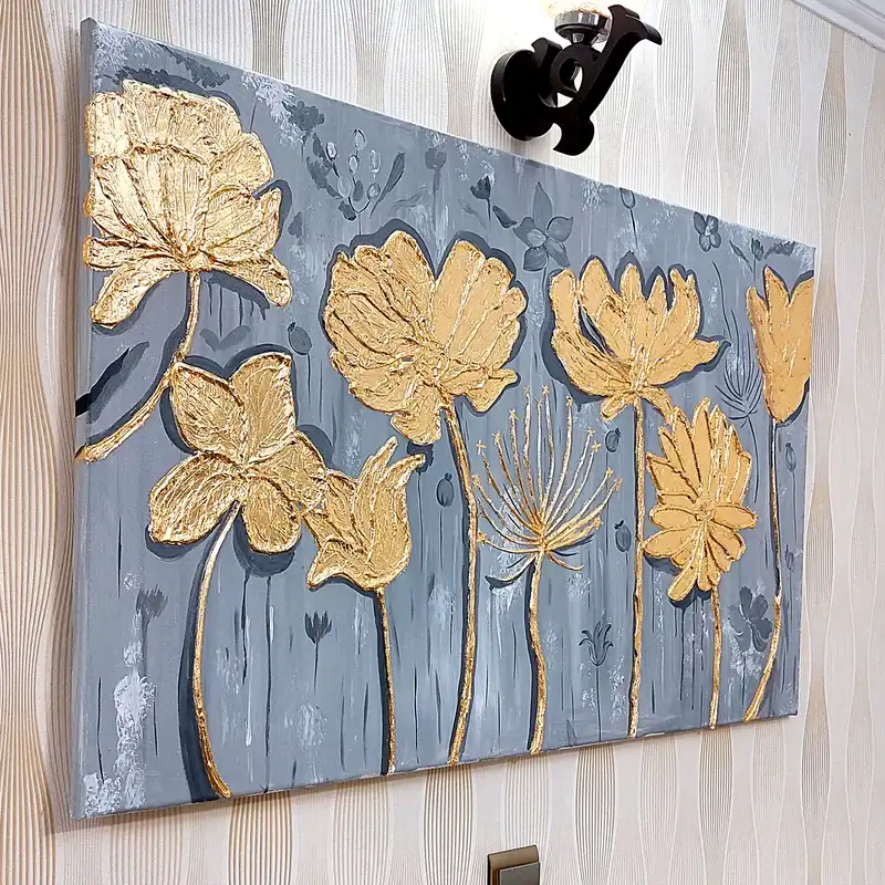 تابلو نقاشی ورق طلا طرح دکوراتیو نقش برجسته کد 0158