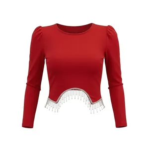 بلوز آستین بلند یقه گرد زنانه مدل 10302