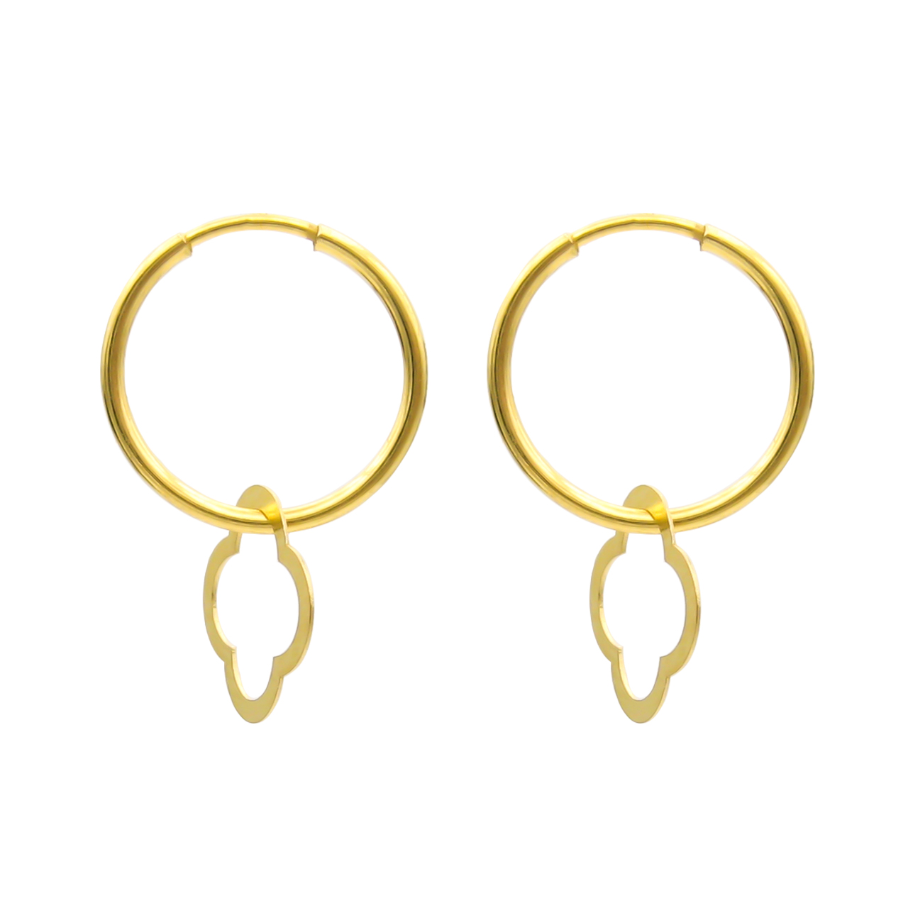گوشواره طلا 18 عیار زنانه کاپانی مدل حلقه ای با آویز کد KE016