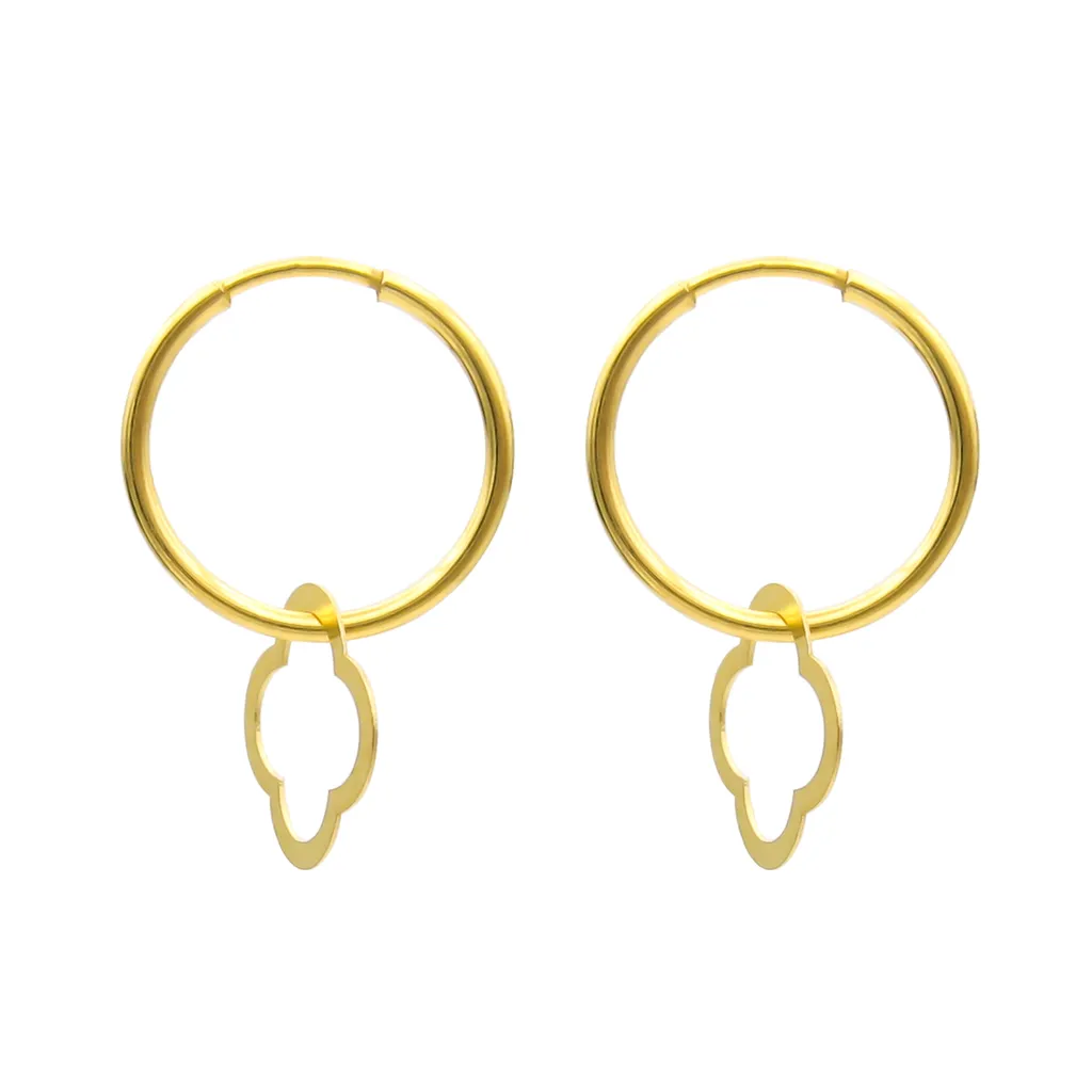 گوشواره طلا 18 عیار زنانه کاپانی مدل حلقه ای با آویز کد KE016