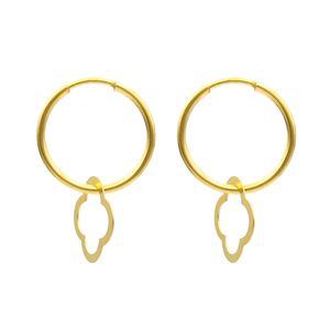 گوشواره طلا 18 عیار زنانه کاپانی مدل حلقه ای با آویز کد KE016