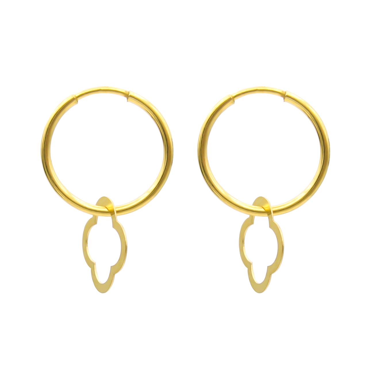 گوشواره طلا 18 عیار زنانه کاپانی مدل حلقه ای با آویز کد KE016 -  - 1