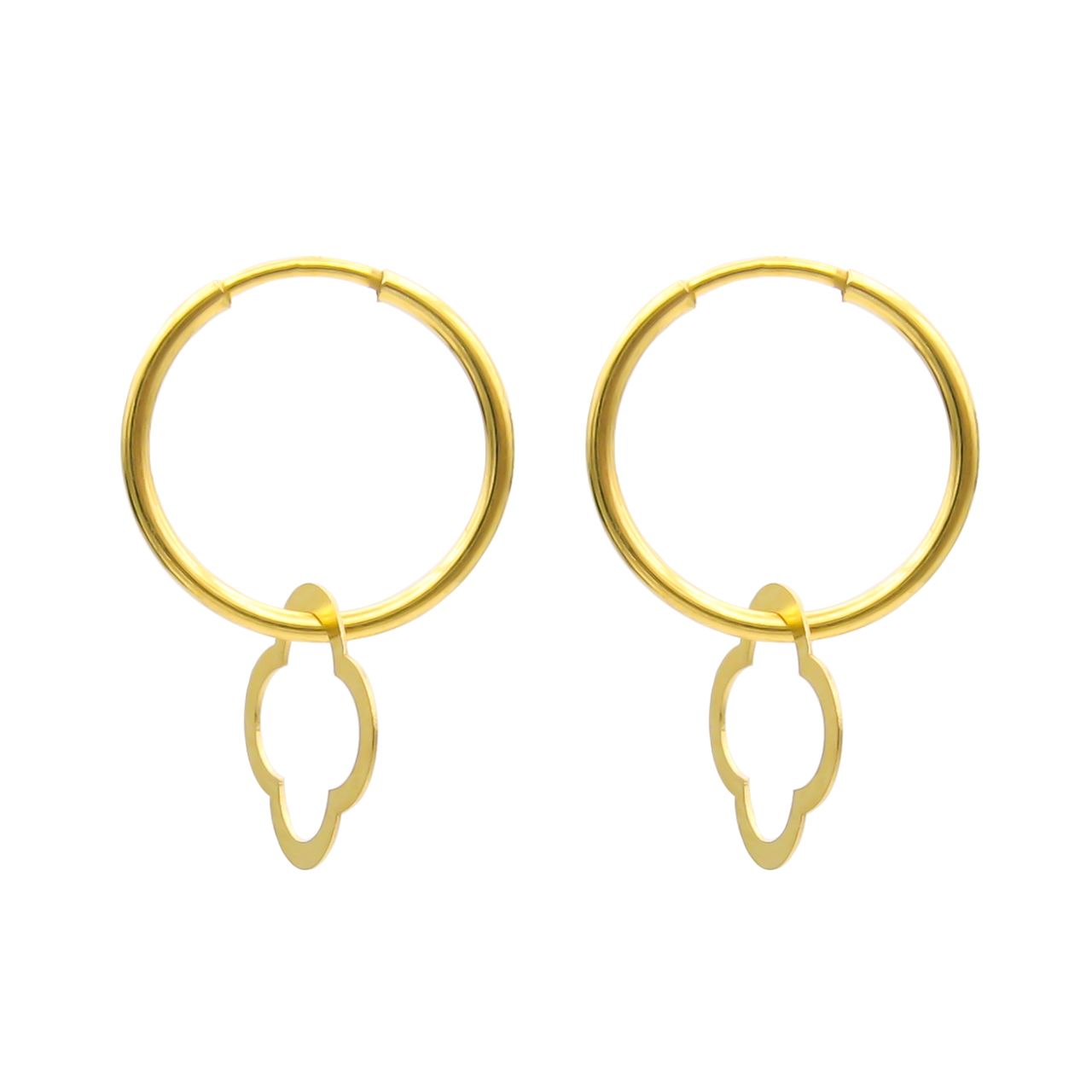 گوشواره طلا 18 عیار زنانه کاپانی مدل حلقه ای با آویز کد KE016 -  - 1