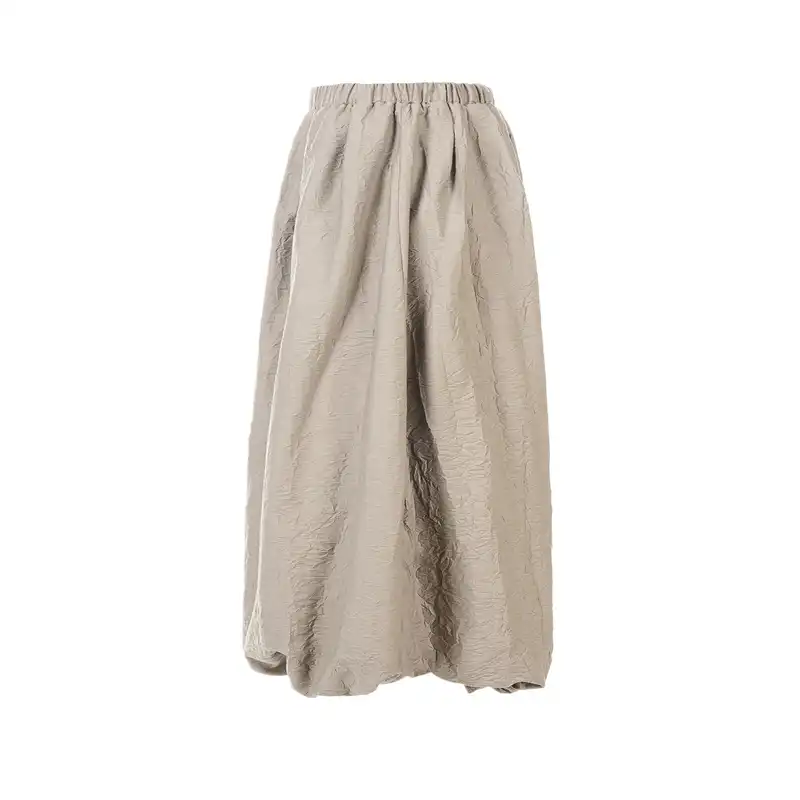 دامن چین‌دار زنانه سرژه مدل 210225 رنگ کرم