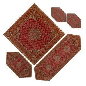 ست 5 تکه رومیزی ترمه ابریشم طرح قلمکار کد GHP ZER 5.5