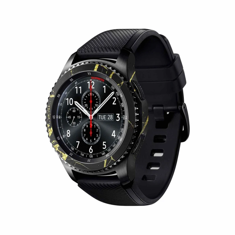 برچسب ماهوت طرح Graphite-Gold-Marble مناسب برای ساعت هوشمند سامسونگ Galaxy Gear S3 Frontier