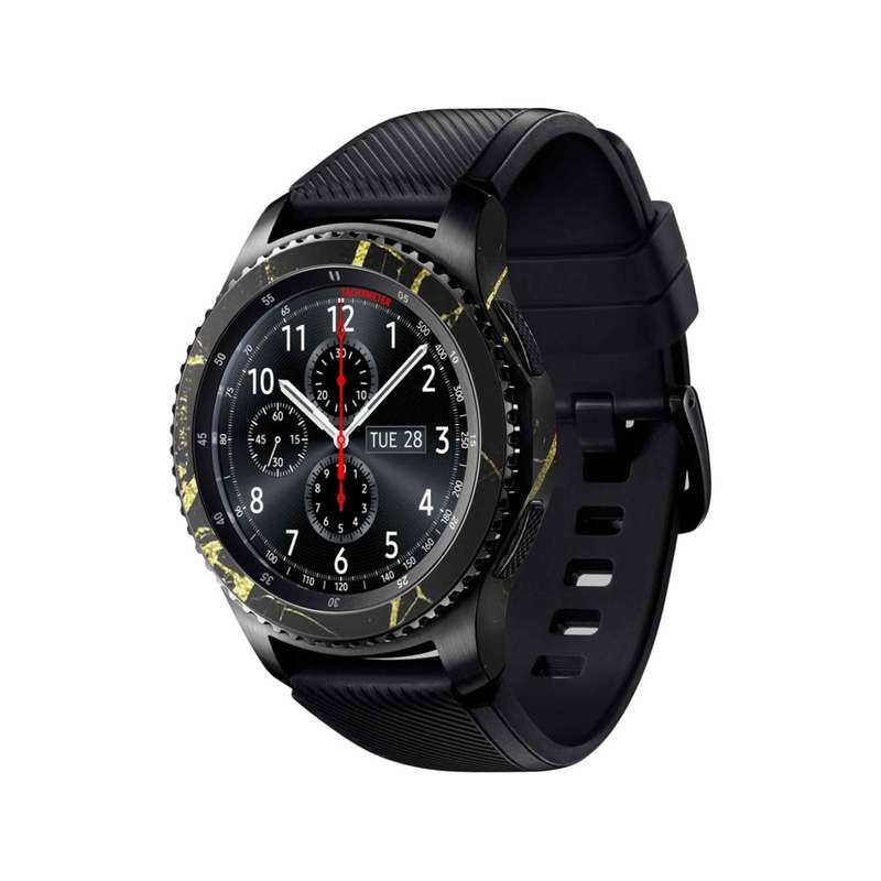 برچسب ماهوت طرح Graphite-Gold-Marble مناسب برای ساعت هوشمند سامسونگ Galaxy Gear S3 Frontier