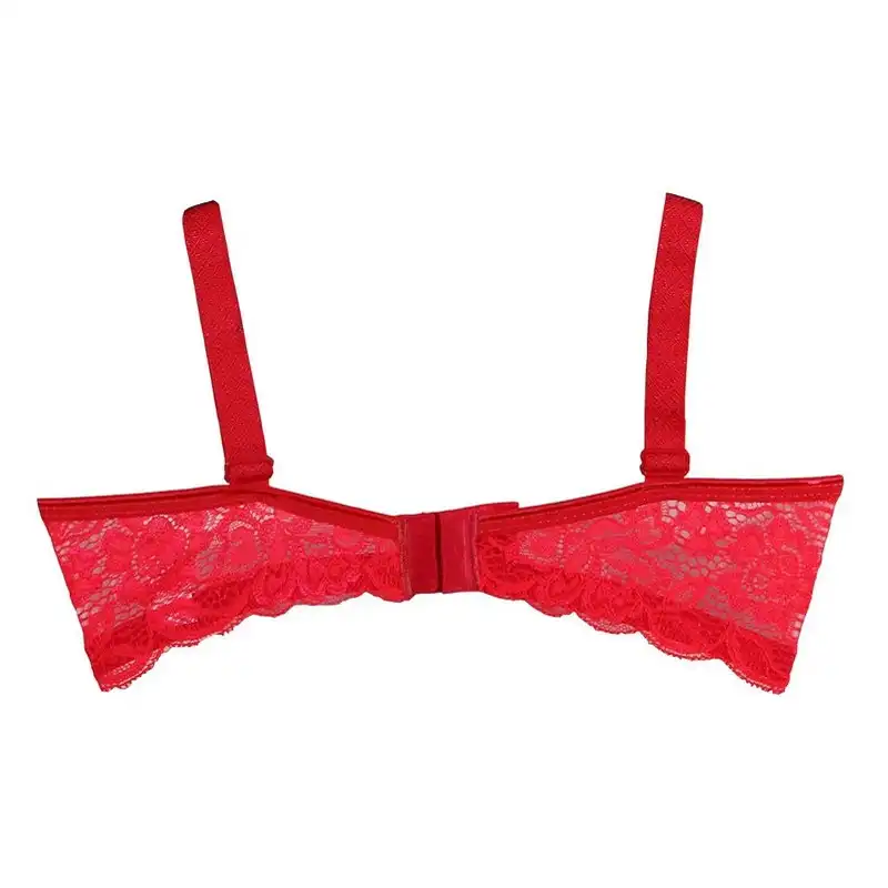 سوتین زنانه مدل گیپوری هارنس دار رنگ قرمز