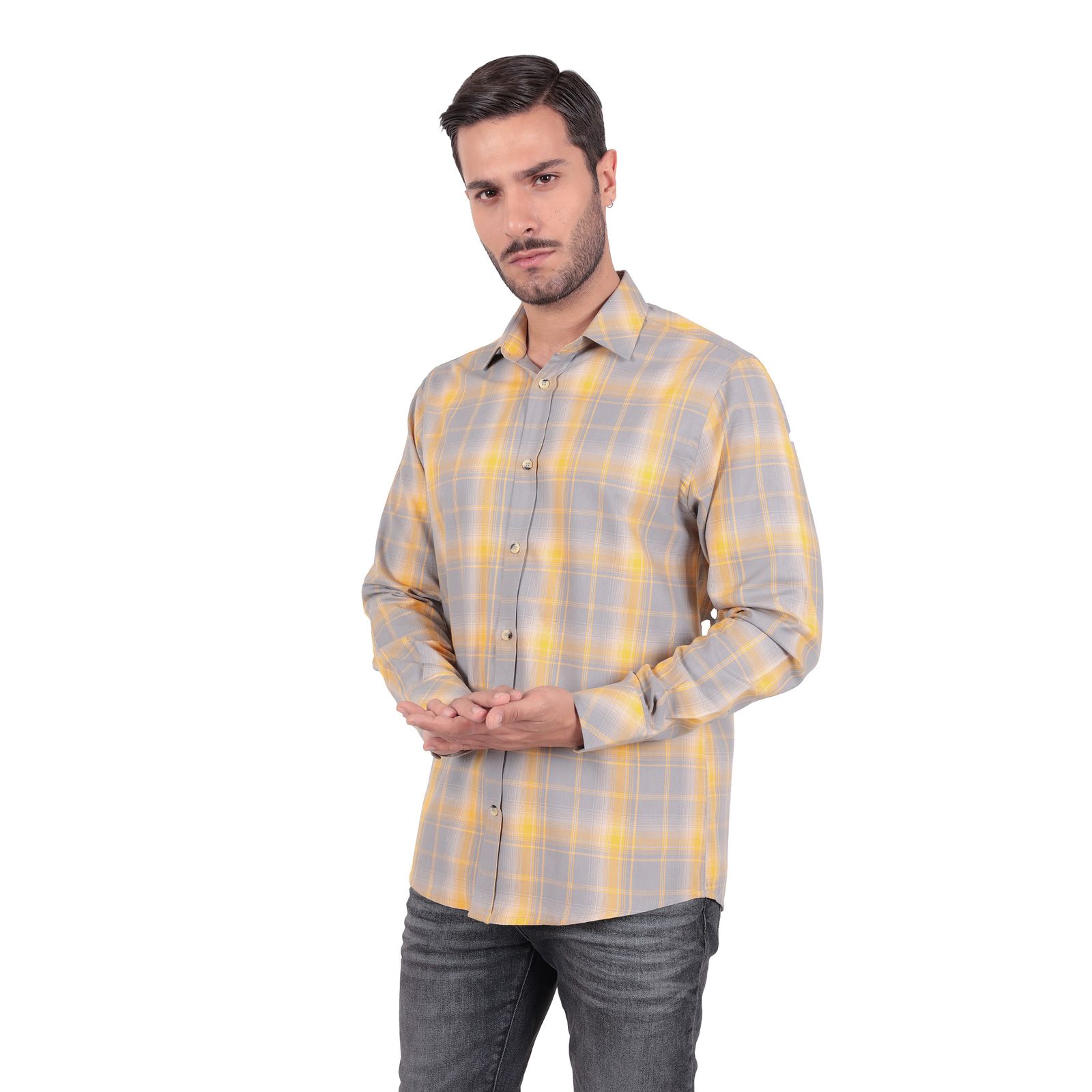 پیراهن آستین بلند مردانه پاتن جامه مدل کلاسیک 102721030201440 طرح چهارخانه -  - 2