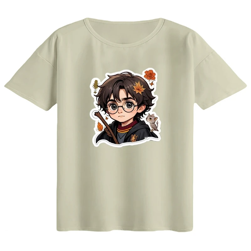 تی‌شرت اورسایز آستین کوتاه زنانه مدل باکسی طرح هری پاتر
