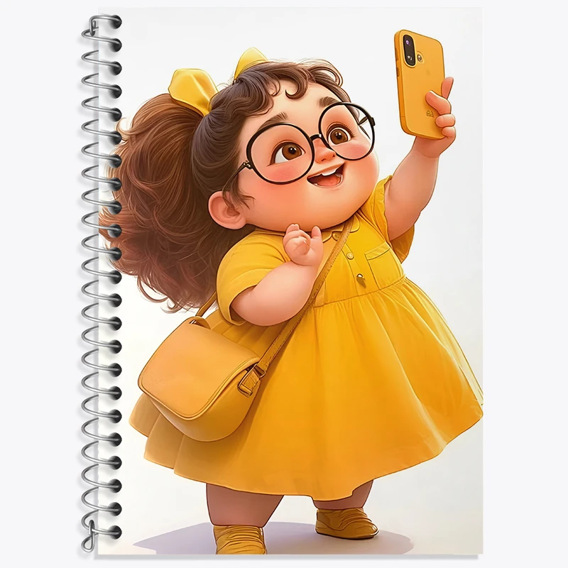 دفتر زبان 50 برگ خندالو مدل دو خط طرح دخترانه کیوت کد N4137