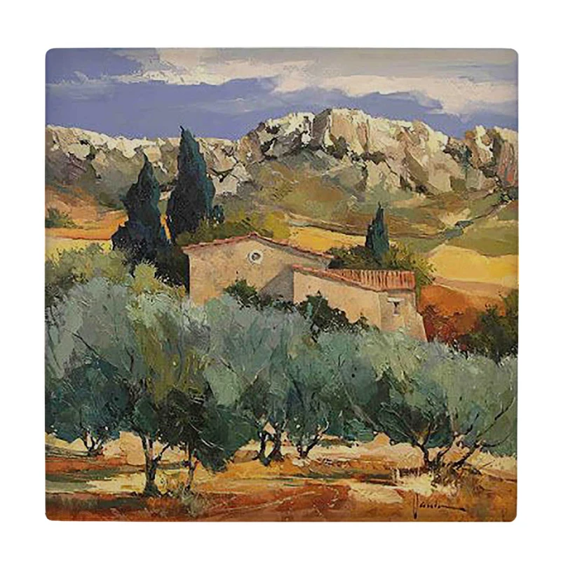  زیر لیوانی  طرح نقاشی منظره روستایی کد    6085161_5072