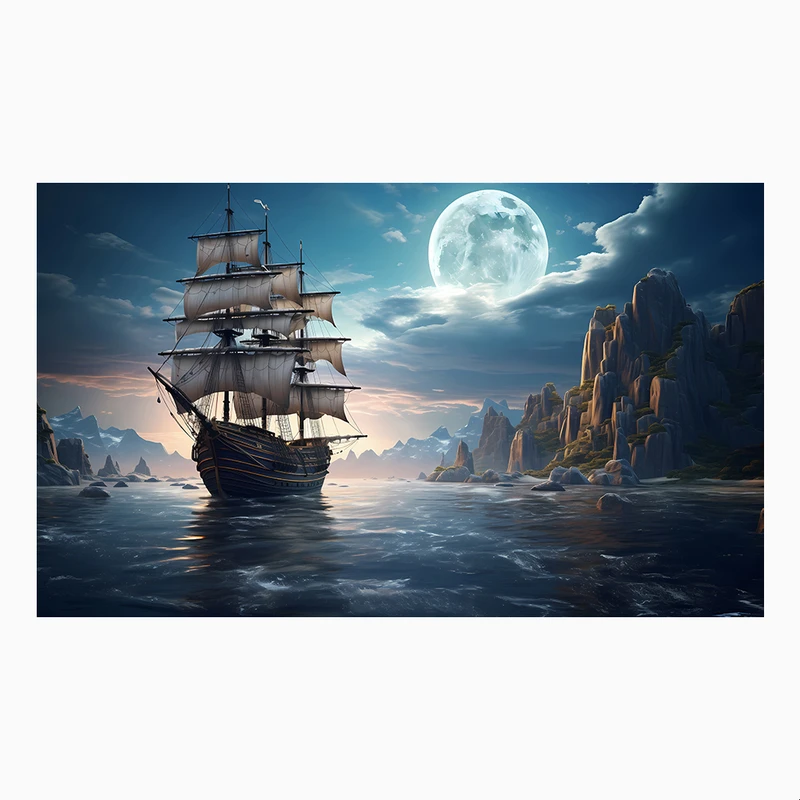 فرش پارچه‌ای مدل فرشینه طرح کشتی کد AR3058768