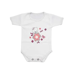 بادی آستین کوتاه نوزادی مدل nini رنگ سفید