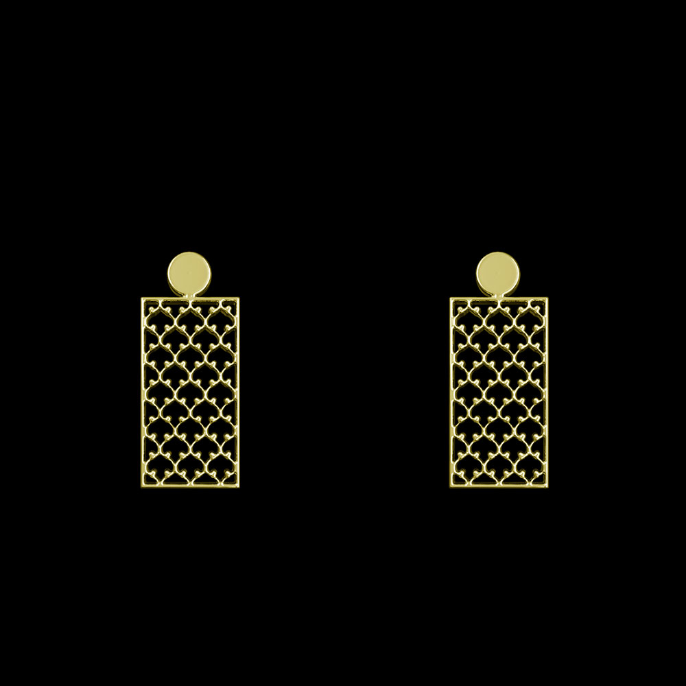 گوشواره طلا 18 عیار زنانه مدوپد مدل مستطیل کد GA1-10510