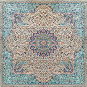 رومیزی ترمه رضایی طرح گلستان مدل مربع کد GN-GT-100