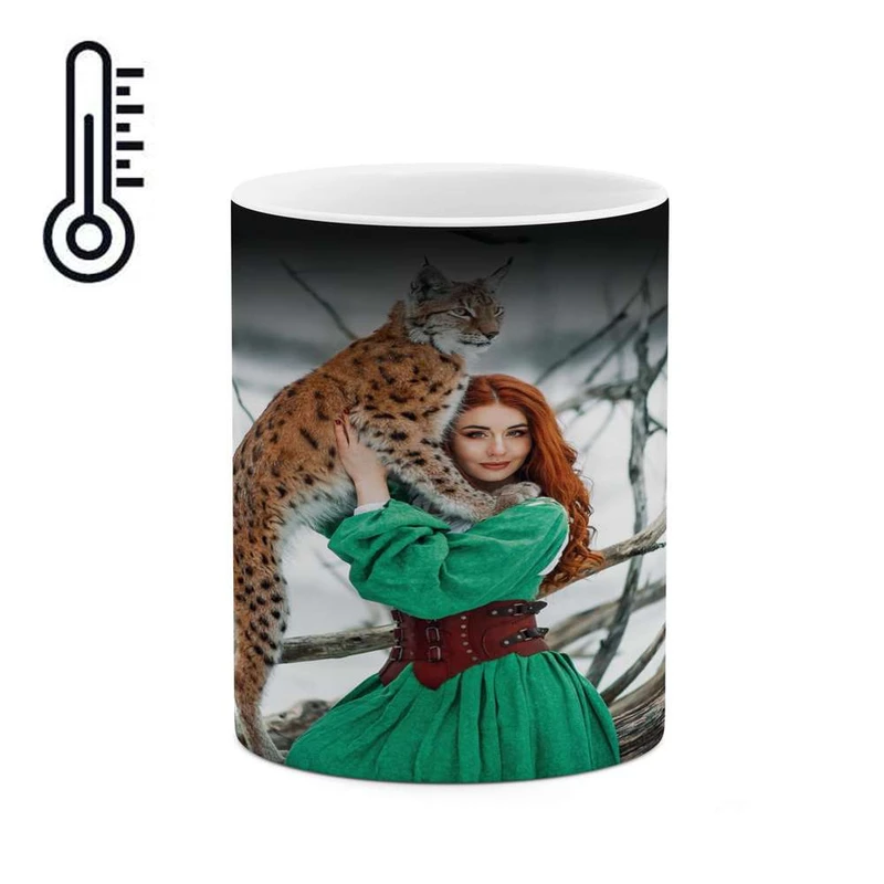 ماگ حرارتی کاکتی مدل دختر و پلنگ کد mgh14457