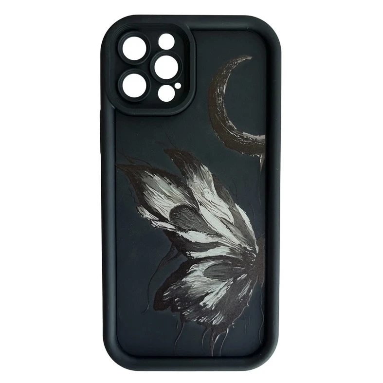 کاور مدل سولید طرح پروانه و ماه مناسب برای گوشی موبایل Iphone 15