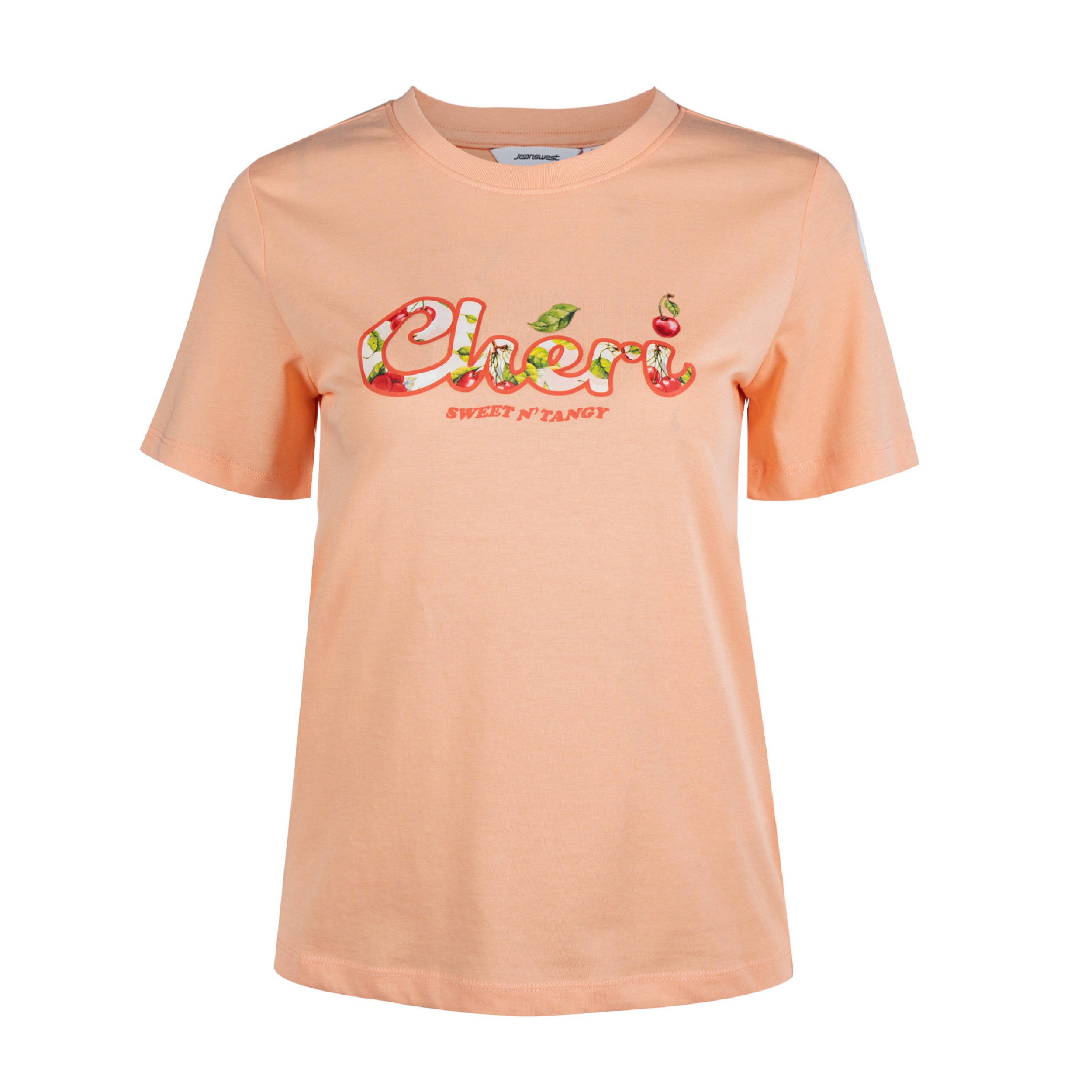 تی شرت آستین کوتاه زنانه جین وست مدل یقه گرد کد 1551222 رنگ گلبهی