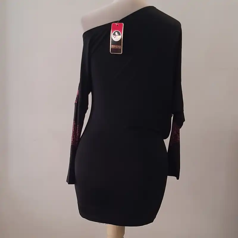 پیراهن زنانه مدل یقه رومی آستین بلند