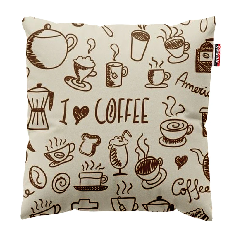 کوسن پاد آفرین طرح قهوه کافی کافه coffee کد 4017 سایز 40*40 سانتی متر