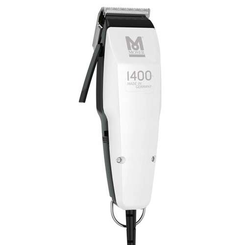 ماشین اصلاح موی سر و صورت تریمر موزر مدل TYPE 1400، دارای اهرم با 5 حالت تنظیم طول برش، منبع انرژی برق، اندازه اصلاح 0.7 تا 3 میلی‌متر، جنس تیغه استیل پیشرفته