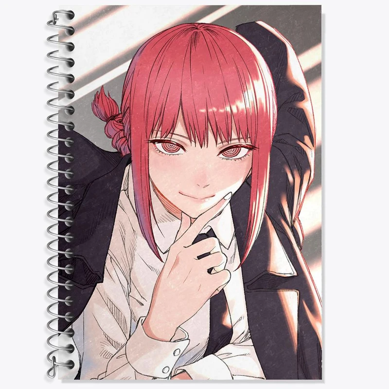 دفتر زبان 50 برگ خندالو مدل دو خط طرح ماکیما انیمه مرد اره ای Chainsaw Man کد 22334