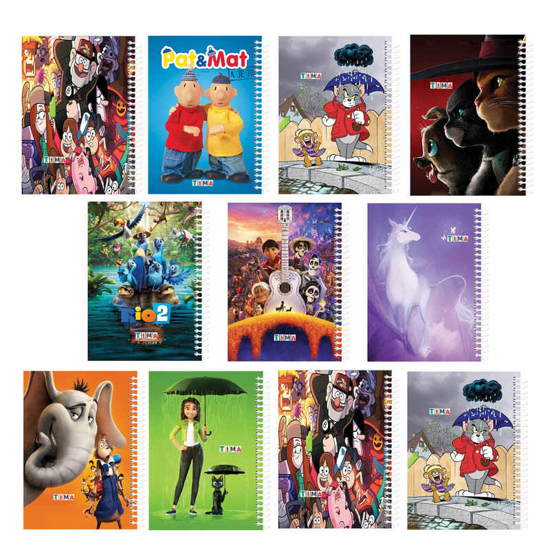 دفتر مشق 50 برگ تیما مدل حاشیه دار مجموعه 11 عددی