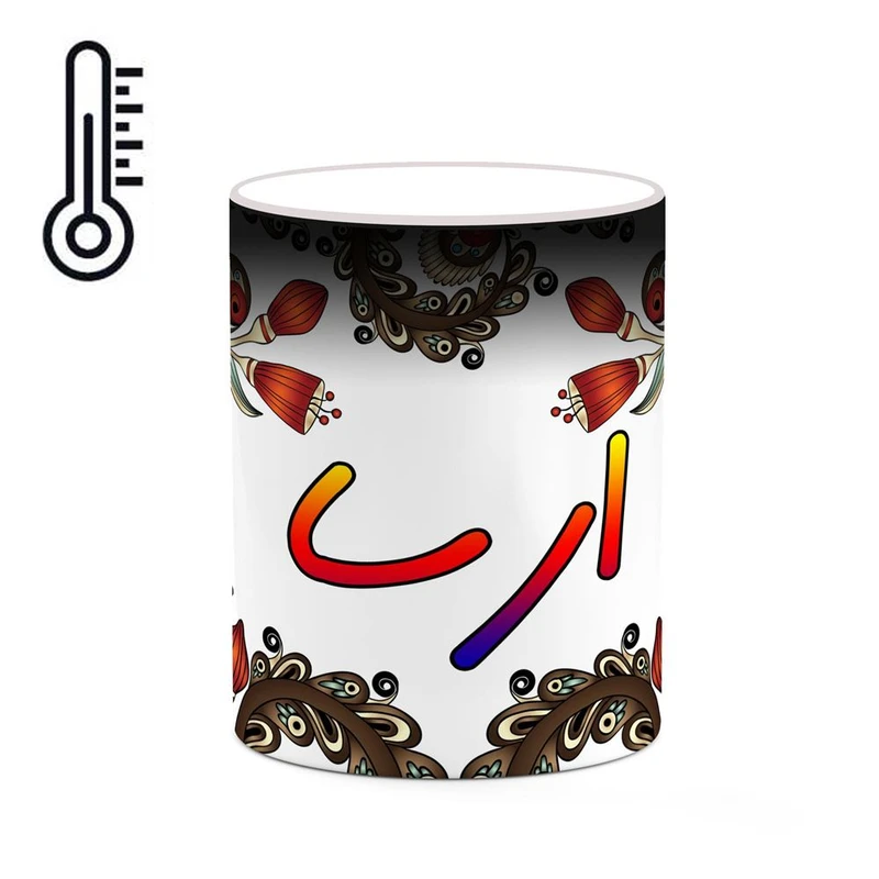 ماگ حرارتی کاکتی مدل اسم ارسا طرح سنتی گل و بته کد mgh43435