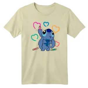 تی شرت آستین کوتاه بچگانه مدل خرس و قلب رنگی رنگ کرم