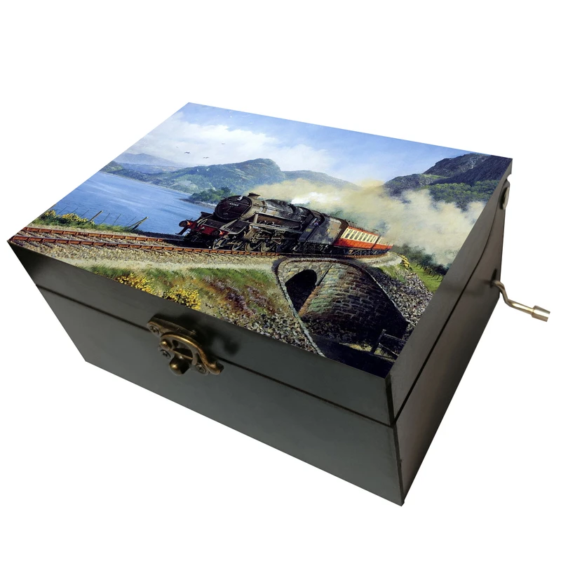 جعبه موزیکال مدل هندلی طرح کوه دریا پل ریل قطار کد T1090