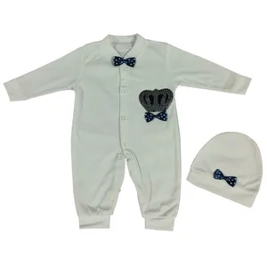 ست سرهمی و کلاه نوزادی مدل تاج و پاپیون کد M256