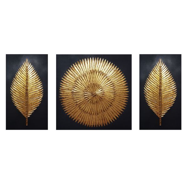 تابلو نقاشی ورق طلا طرح شمسه مجموعه ۳ عددی