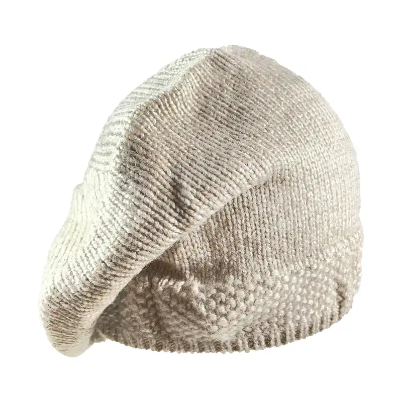 ست کلاه و شال گردن بافتنی زنانه تارتن مدل 20035 رنگ کرم