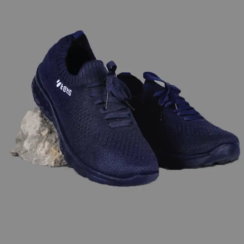 کفش راحتی تتیس مدل طرح بند روما رنگ سرمه ای