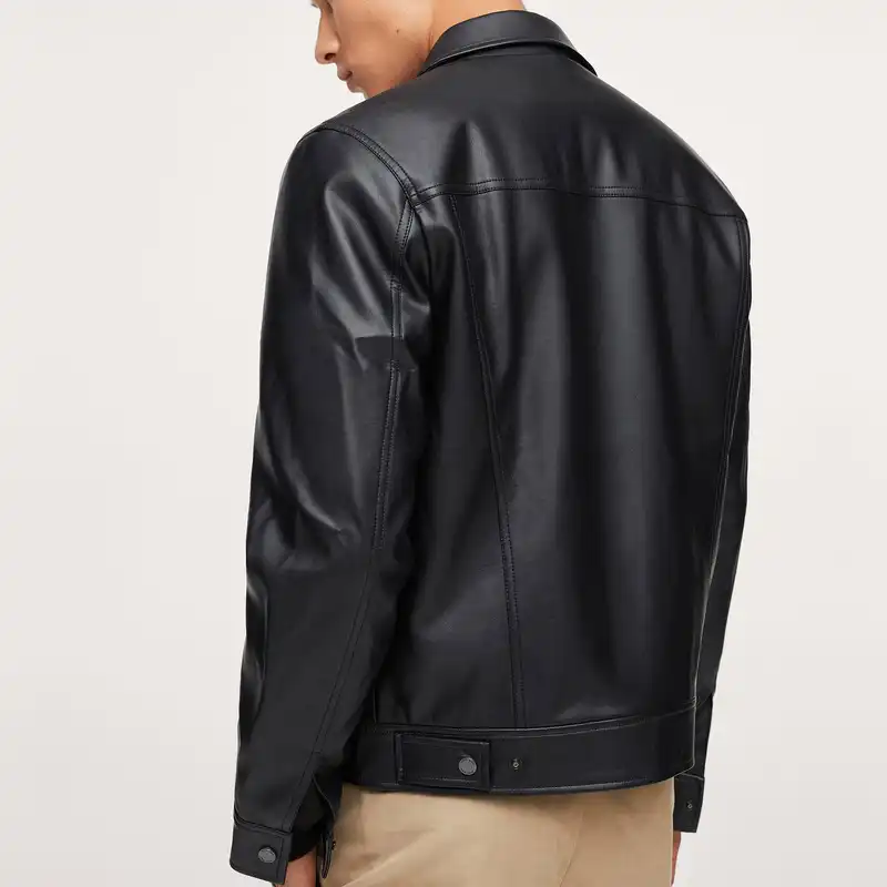 کت چرم مردانه مانگو مدل BK517BLA