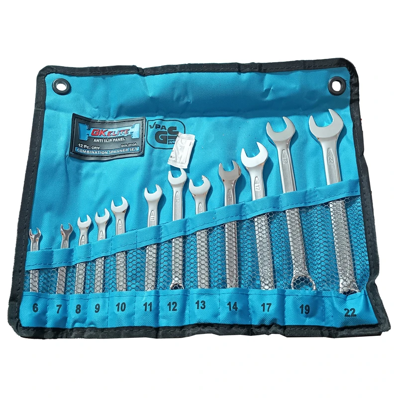 آچار یکسر تخت و یکسر رینگی جی کی الیت مدل AJ-GK ELITE-012 مجموعه 12 عددی 