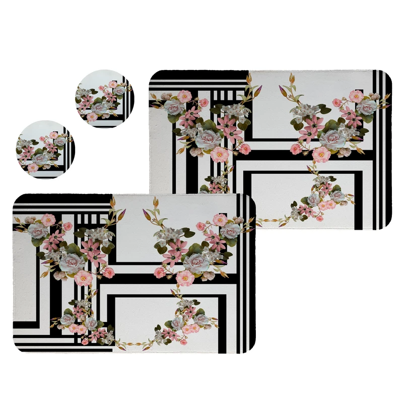 زیربشقابی طرح گل کد 5208 مجموعه 2 عددی به همراه زیر لیوانی