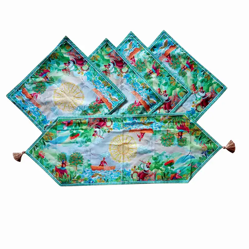 ست 5 تکه رومیزی وکوسن طرح گیلان کد00103018