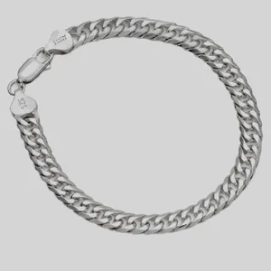 دستبند نقره مردانه مدل کارتی دوبل کد roz19