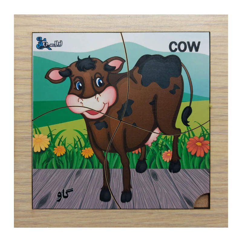 پازل 4 تکه اطلس آبی طرح حیوان گاو مدل P4-026