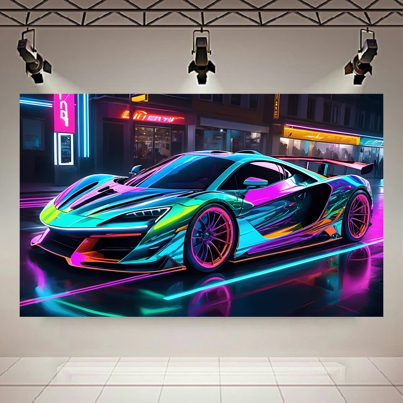 پوستر طرح ماشین هلوگرامی مدل سابرپانک کد AR304613