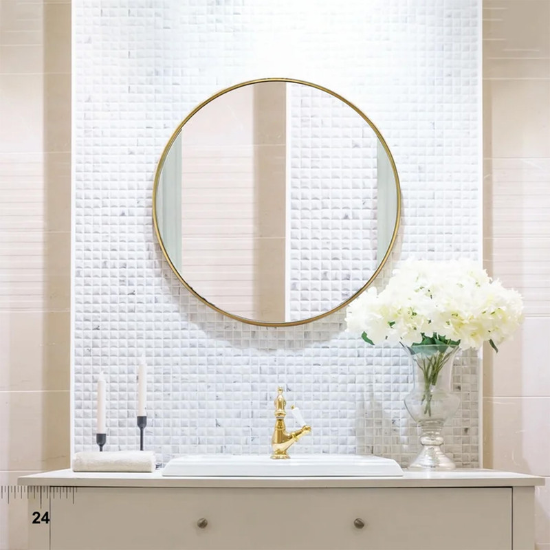 آینه سرویس بهداشتی مدل گرد فلزی طرح ظریف کد F-100