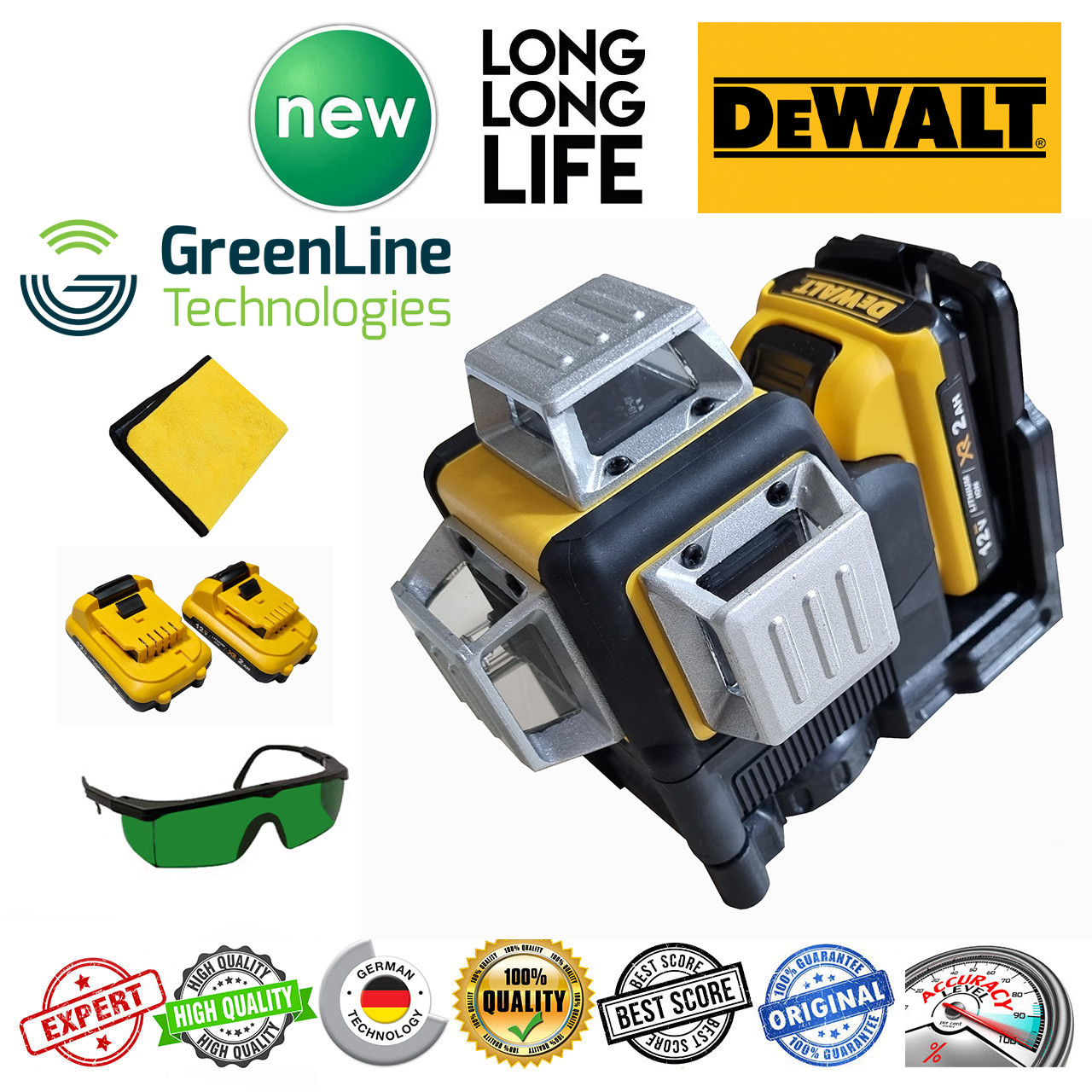 تراز لیزری مدل ترکیبی نور سبز کد 3D12 Lines