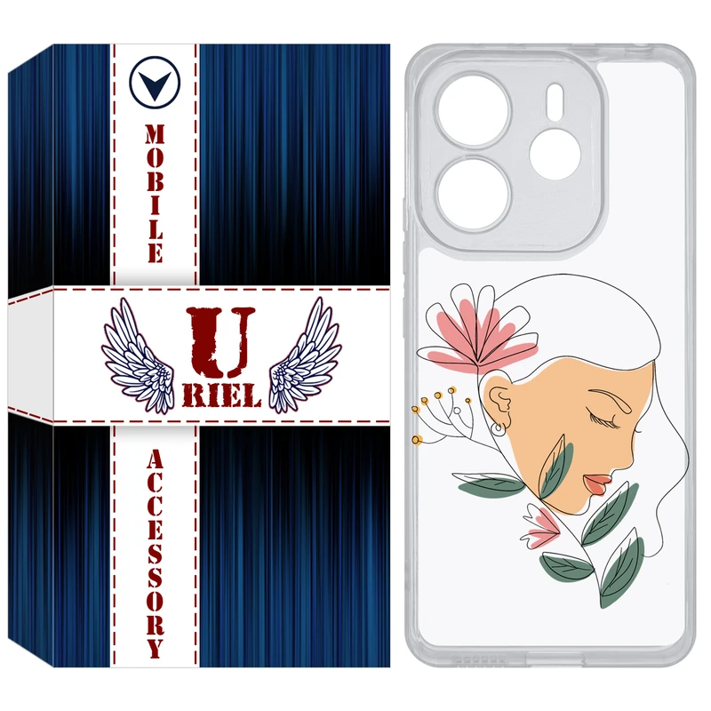 کاور یوریل مدل Clear کد 53 طرح صورت زن مناسب برای گوشی موبایل شیائومی Redmi Note 14 4G