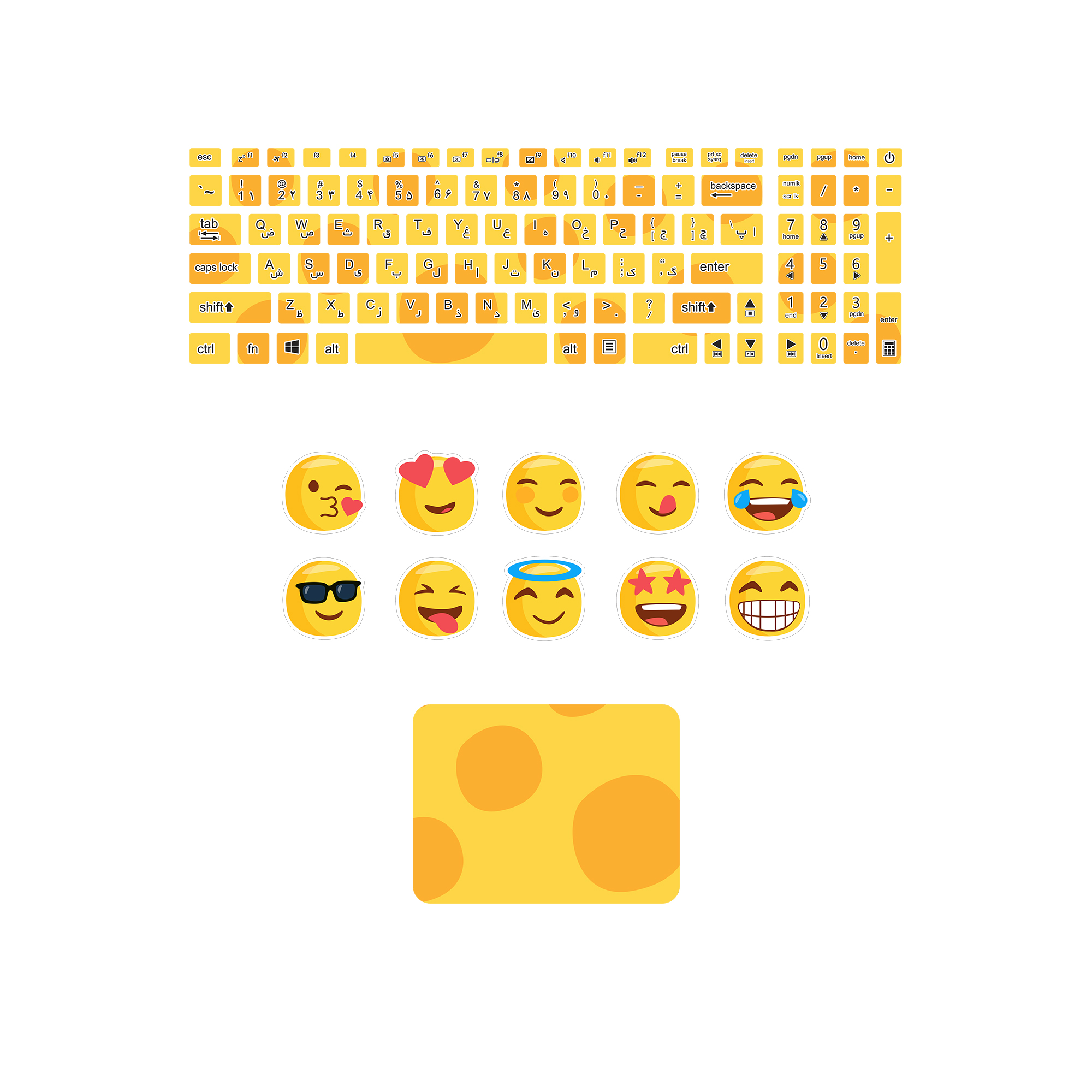 استیکر لپ تاپ توییجین و موییجین طرح Emoji  کد x54 به همراه برچسب کیبورد فارسی