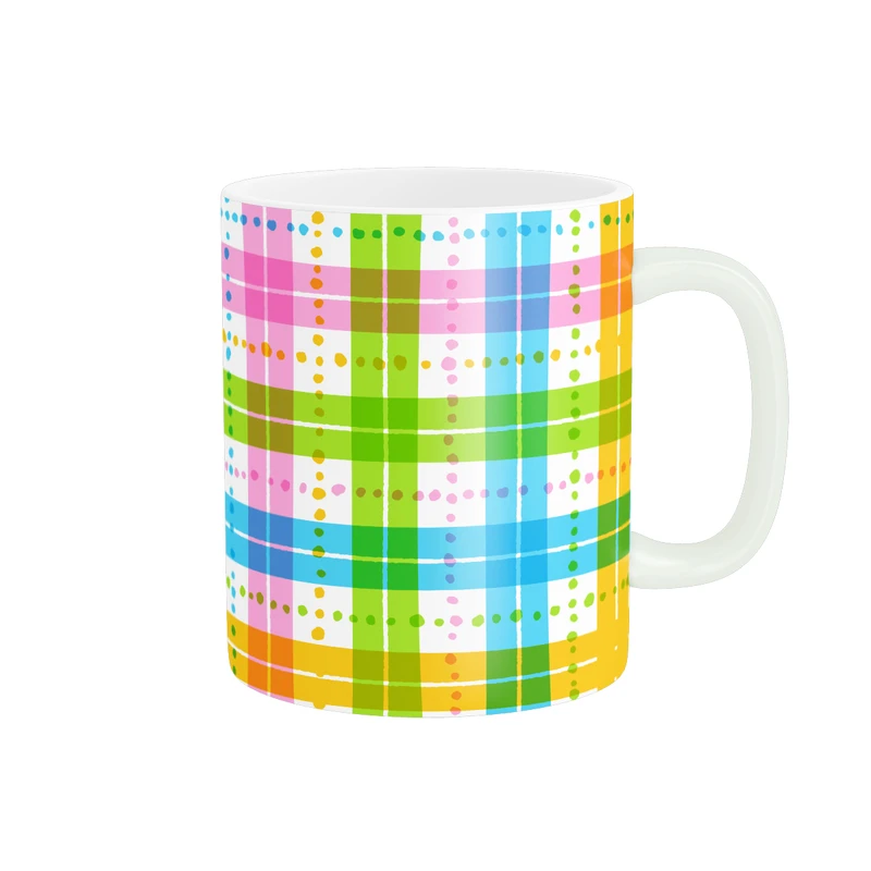 ماگ پاد آفرین طرح فانتزی چهارخونه رنگی کد MD-T109