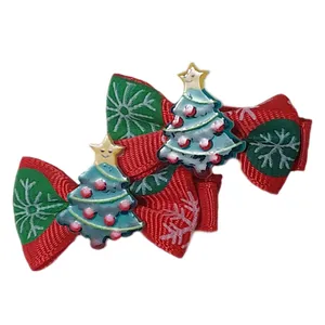 گیره مو زنانه مدل کاج کریسمس مجموعه دو عددی